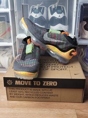 Nike Air VaporMax 2020 FK Flyknit Shoes Grey Multi-Color Women's Size 7y